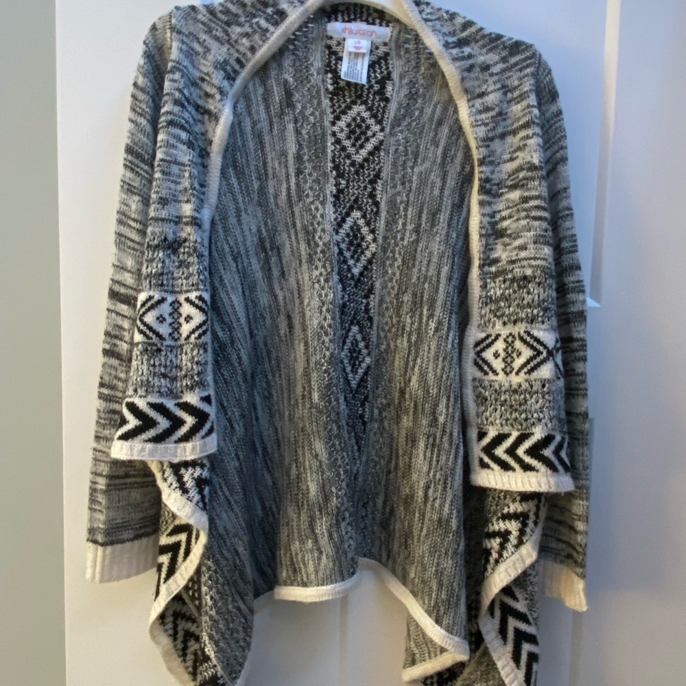 Girls Black And White Cardigan
